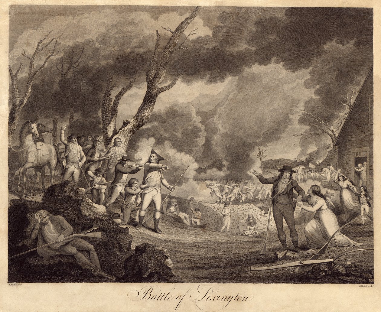 معركة ليكسينغتون ، نقشها كورنيليوس تييبوت (1768-1835) بواسطة Elkanah Tisdale