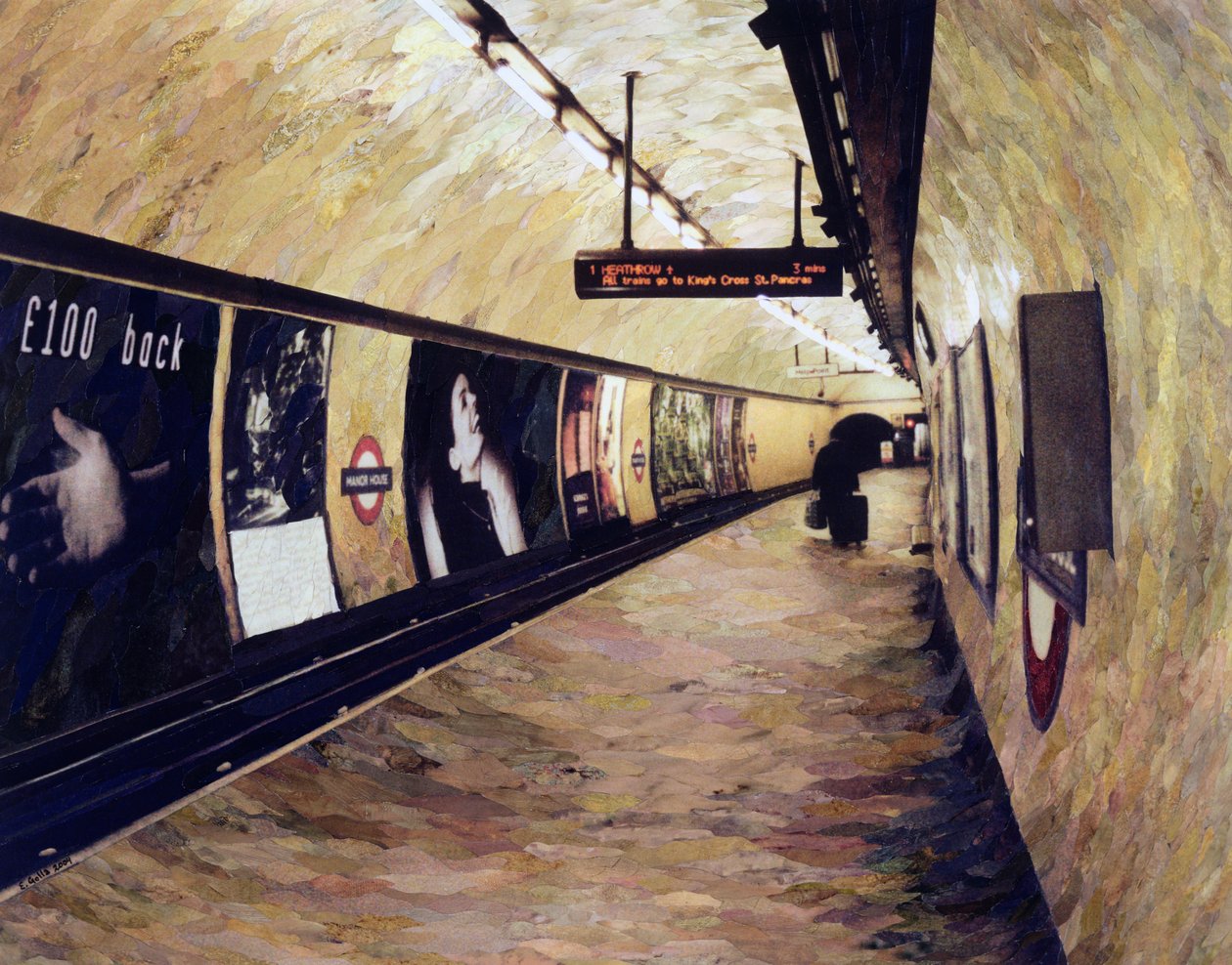 جميع القطارات تذهب إلى King&39;s Cross St Pancras ، 2004 (مجموعة فسيفساء من الورق) بواسطة إلين جولا