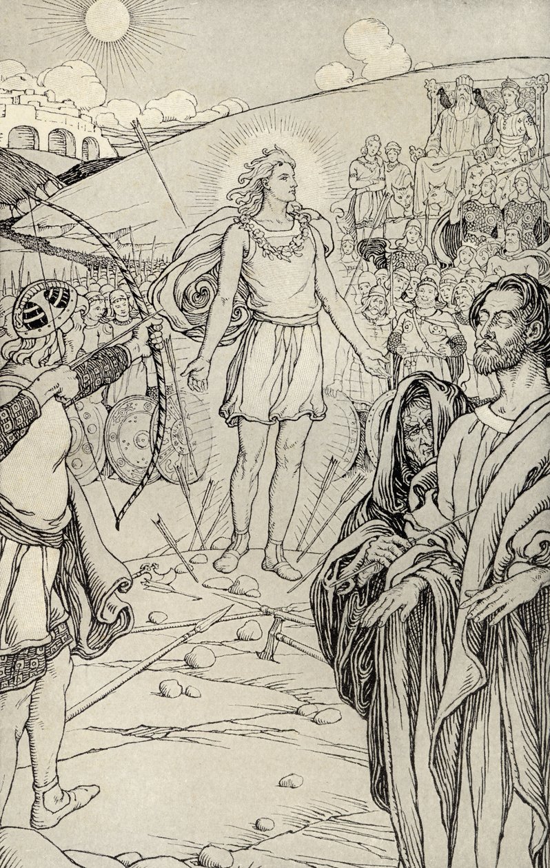 كل سهم تجاوز رأسه ، توضيح من "أساطير من العديد من الأراضي" ، نُشر عام 1912 بواسطة إلمر بويد سميث
