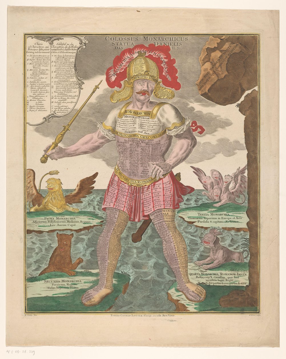 تمثال دانيال مع الجدول الزمني للأنظمة الملكية Colossus Monarchicus Statua Danielis (العنوان على الكائن) بواسطة ايمانويل ايشيل