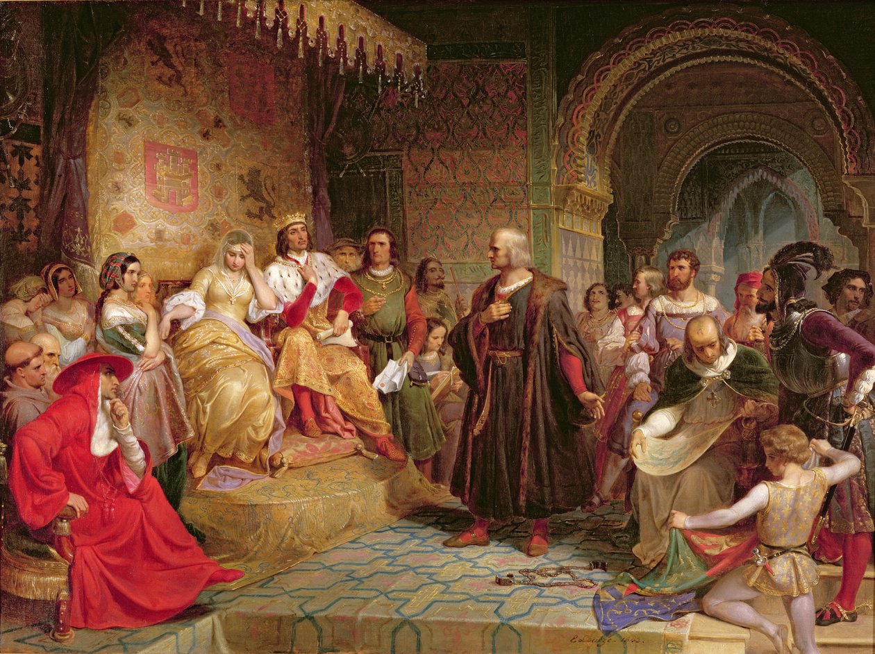 كولومبوس قبل الملكة ، 1843 بواسطة إيمانويل جوتليب لوتز
