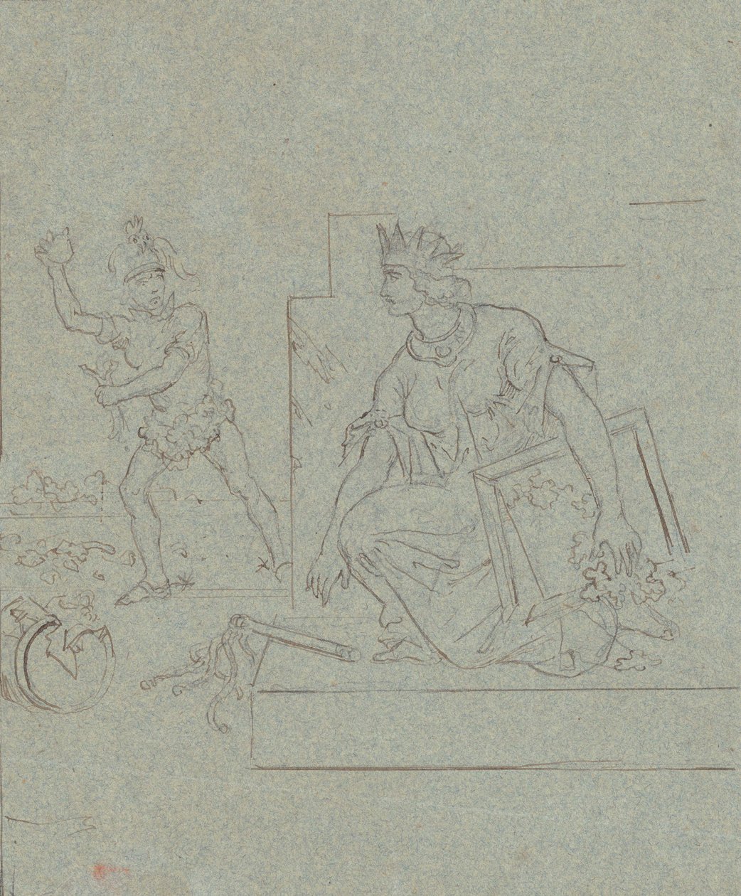 كارتون سياسي عن الحرب الأهلية الأمريكية ، c.1860 (قلم وحبر وجرافيت على ورق مطلي باللون الرمادي بواسطة إيمانويل جوتليب لوتز