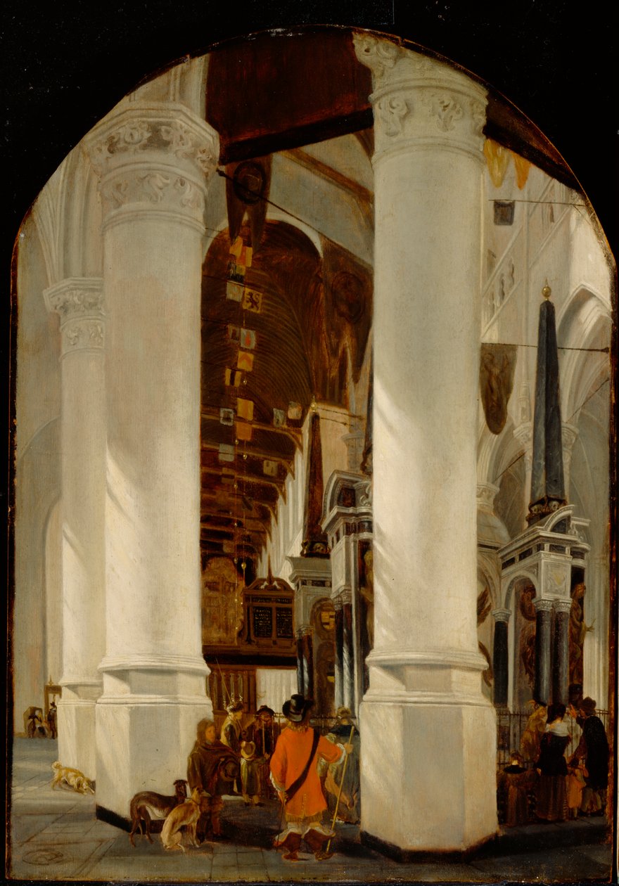 ال Nieuwe Kerk في Delft مع مقبرة Willem the Silent ، c.165051 (زيت على لوح بلوط) بواسطة إيمانويل دي ويت
