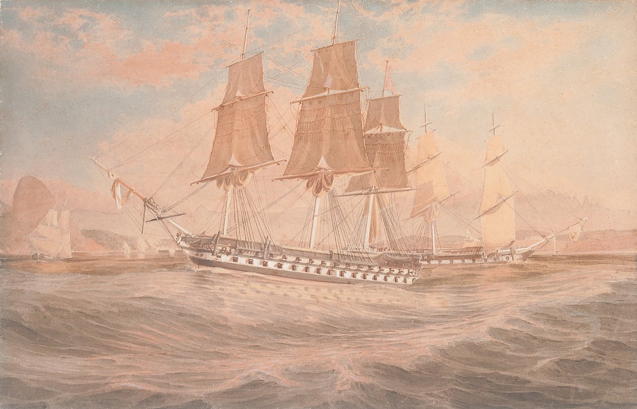 HMS Ganges و Thetis قبالة ريو دي جانيرو بواسطة Emeric Essex Vidal