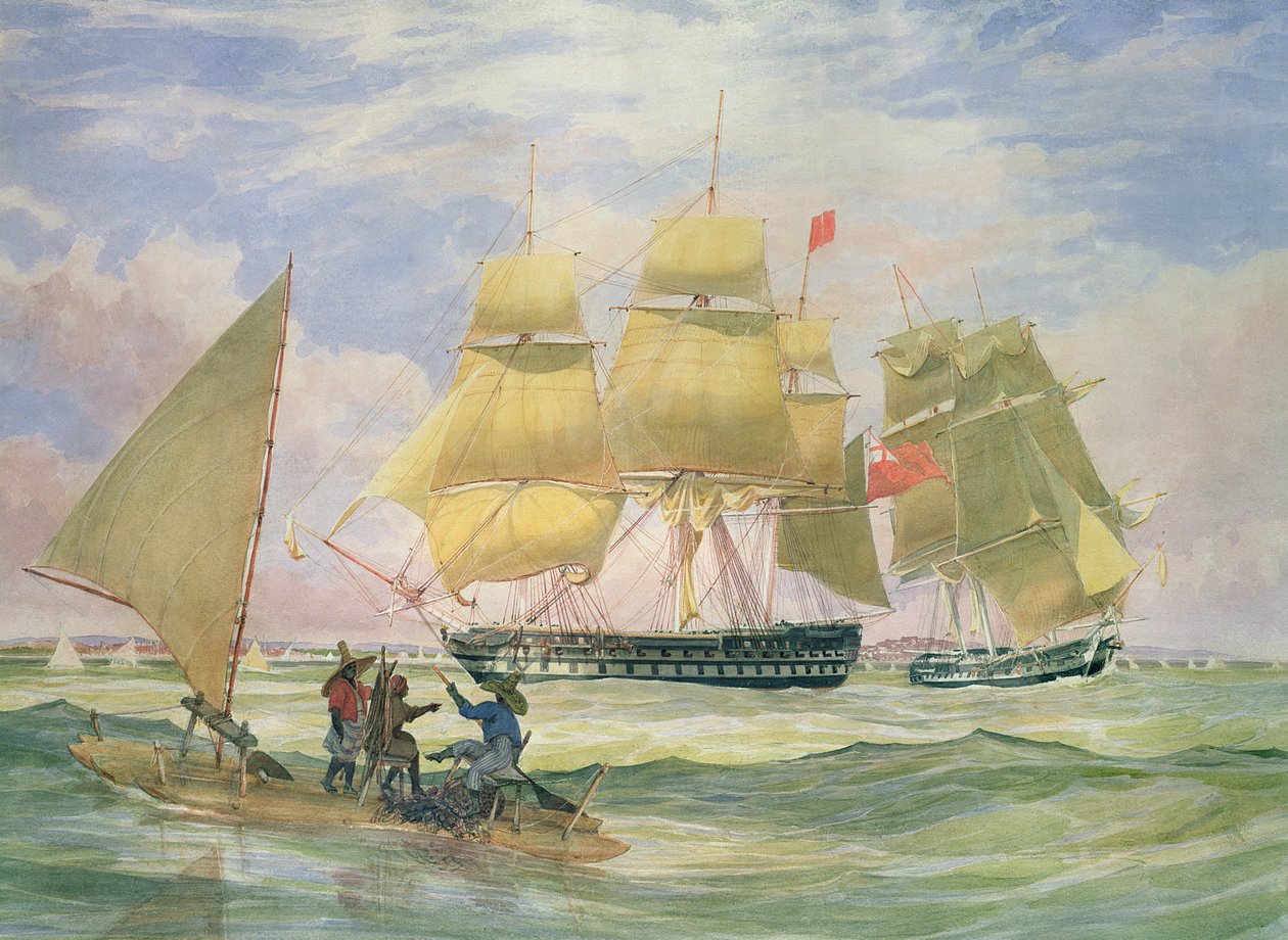 سفن جانج &39;&39; جانج &39;&39; و &39;ياقوت&39; قبالة بيرنامبوكو ، 1829 بواسطة Emeric Essex Vidal