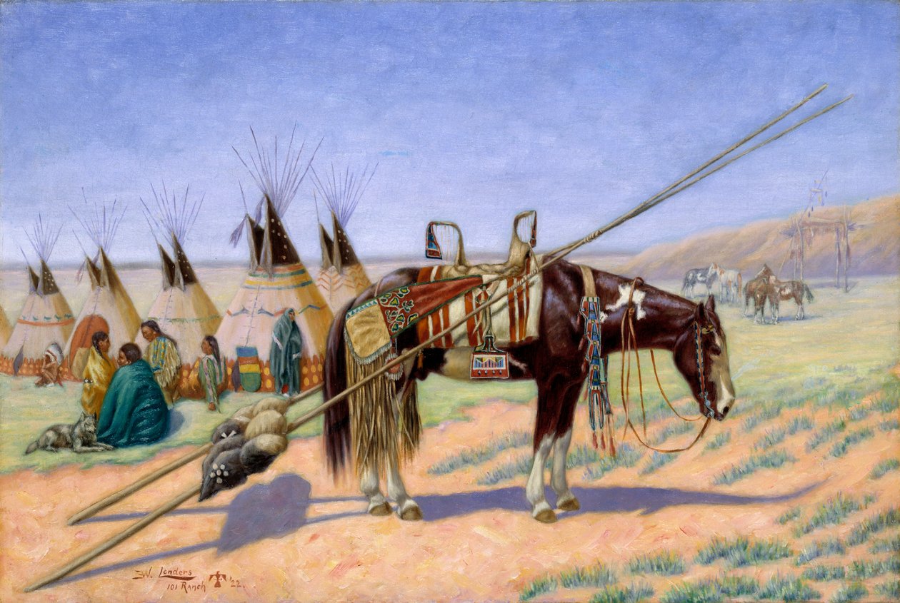 الهنود في المعسكر في 101 مزرعة ، 1922. بواسطة اميل دبليو ليندرز