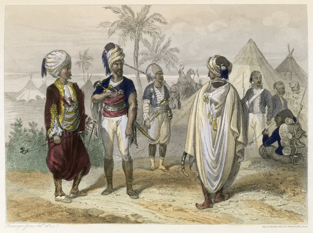معسكر المتطوعين الأتراك ، من "القسطنطينية والبحر الأسود" ، منقوش من قبل الأخوين رويرغو ، 1855 بواسطة اميل وروجير