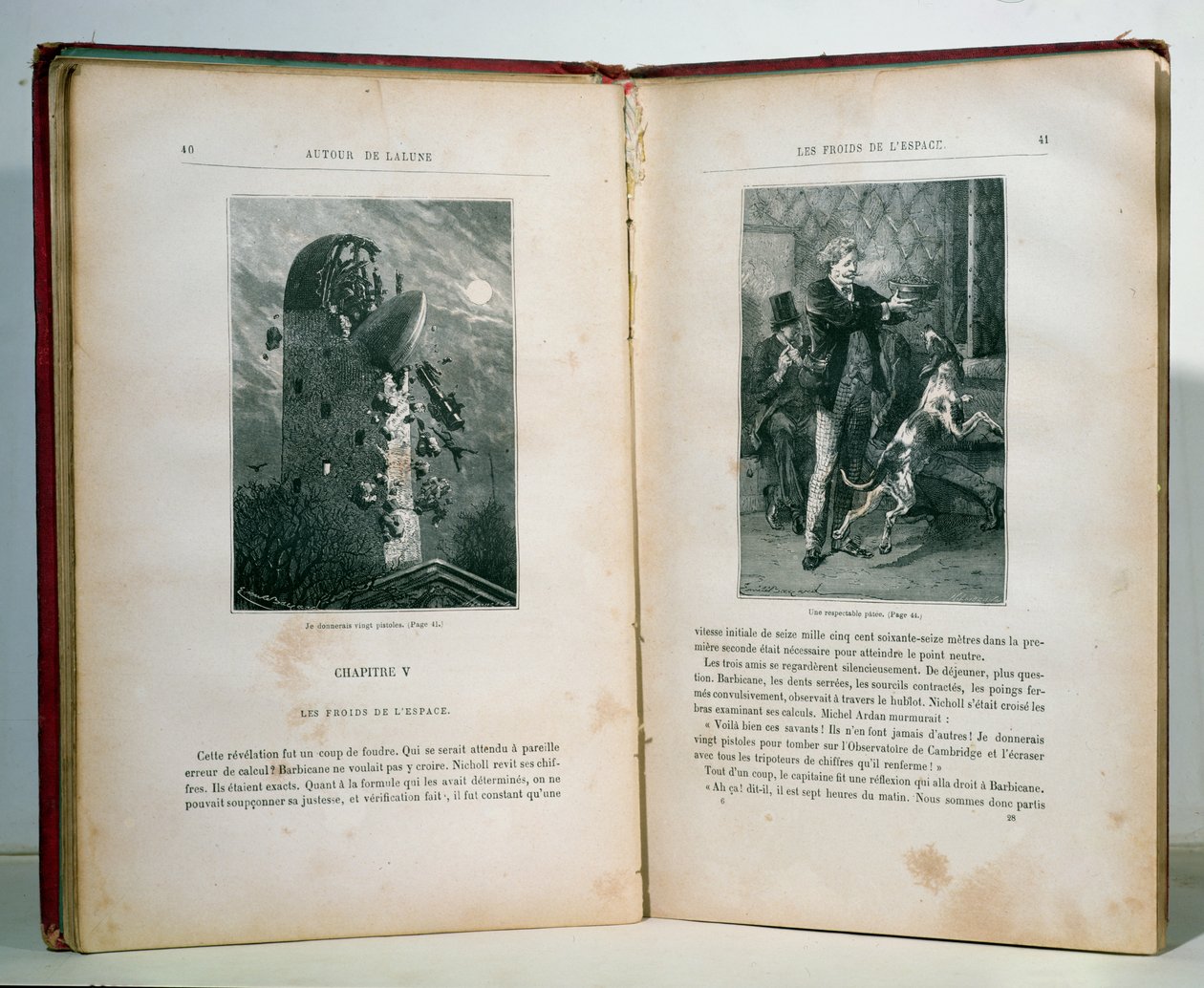 الرسوم التوضيحية من جولة حول القمر لجول فيرن (1828-1905) ، طبعات هتزل بواسطة إميل أنطوان بايارد