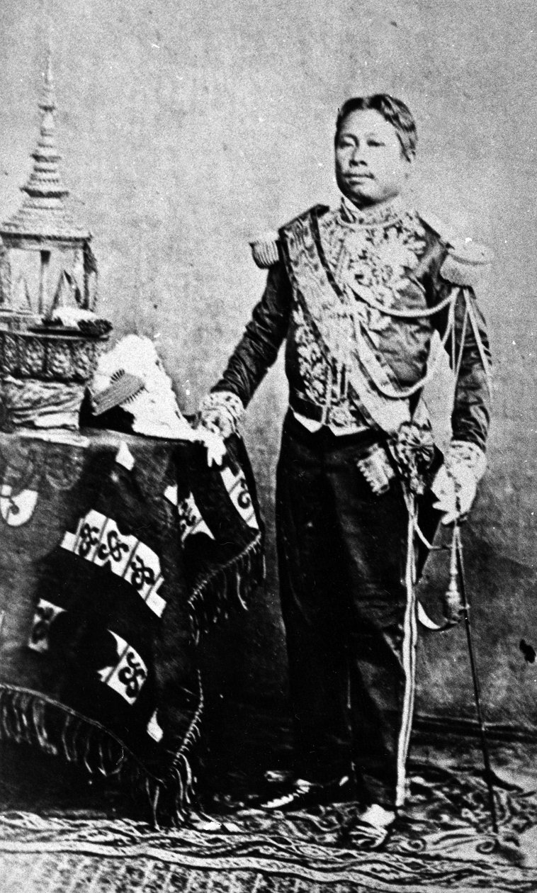 الملك نوردوم من كمبوديا بالزي العسكري السيامي ، 1861 بواسطة إميل جسيل