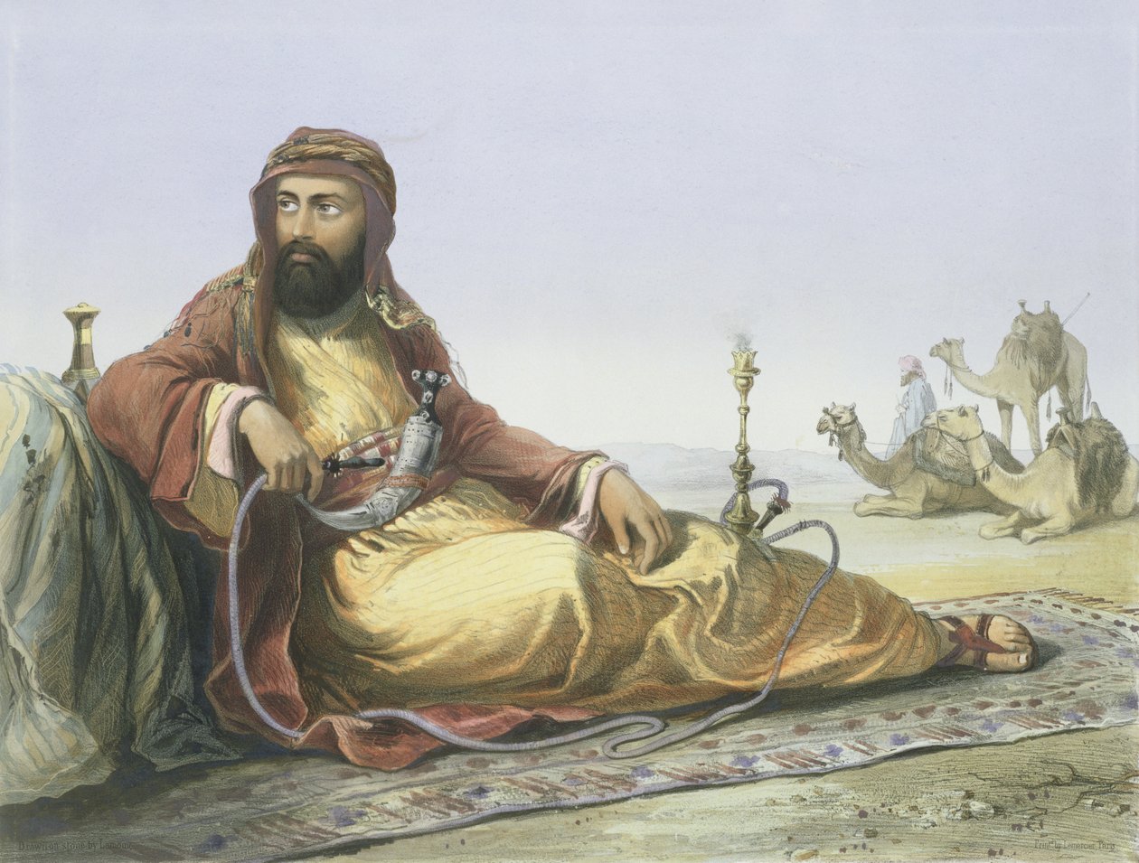 عربي يستريح في الصحراء ، صفحة عنوان من "وادي النيل" ، نقشته حانة ليموين. بواسطة Lemercier ، 1848 بواسطة إميل بريس دافين
