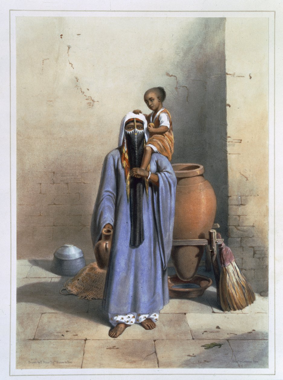 فلة امرأة وطفل ، رسم توضيحي من "وادي النيل" ، نقش بواسطة حانة تشارلز بور (1814-1881). بواسطة Lemercier ، 1848 بواسطة إميل بريس دافين