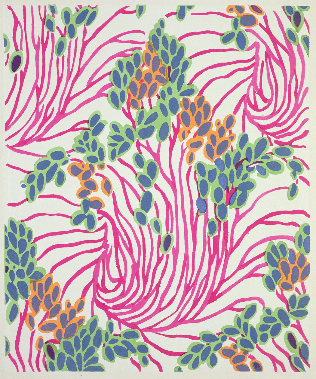 تصميم الأزهار من "Floreal: Dessins & Coloris Nouveaux" ، حوالي عام 1920 (طباعة استنسل) بواسطة إميل ألين صغي