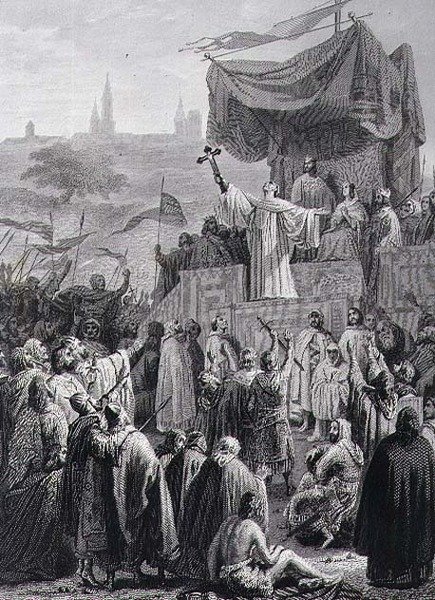 التبشير بالحملة الصليبية الثانية ، نقش الكسندر ماري كولين (1798-1875) (نقش) بواسطة إميل (بعد) سيغنول