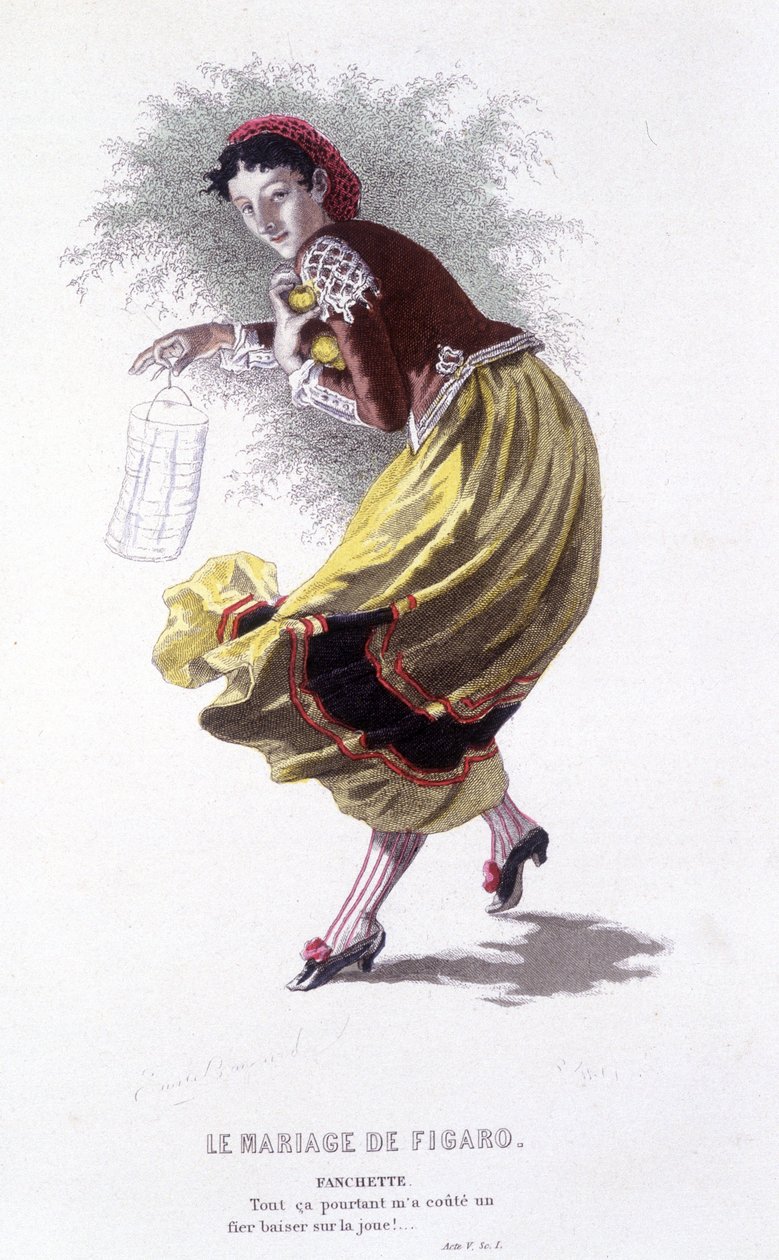 عمل كامل من قبل Beaumarchais (1732-1799) بواسطة Edouard Fournier. رسم اميل بايارد. إد. لابلاس ، سانشيز إت سي ، باريس 1876. هذا هو فانشيت في "زفاف فيجارو" بواسطة إميل أنطوان بايارد