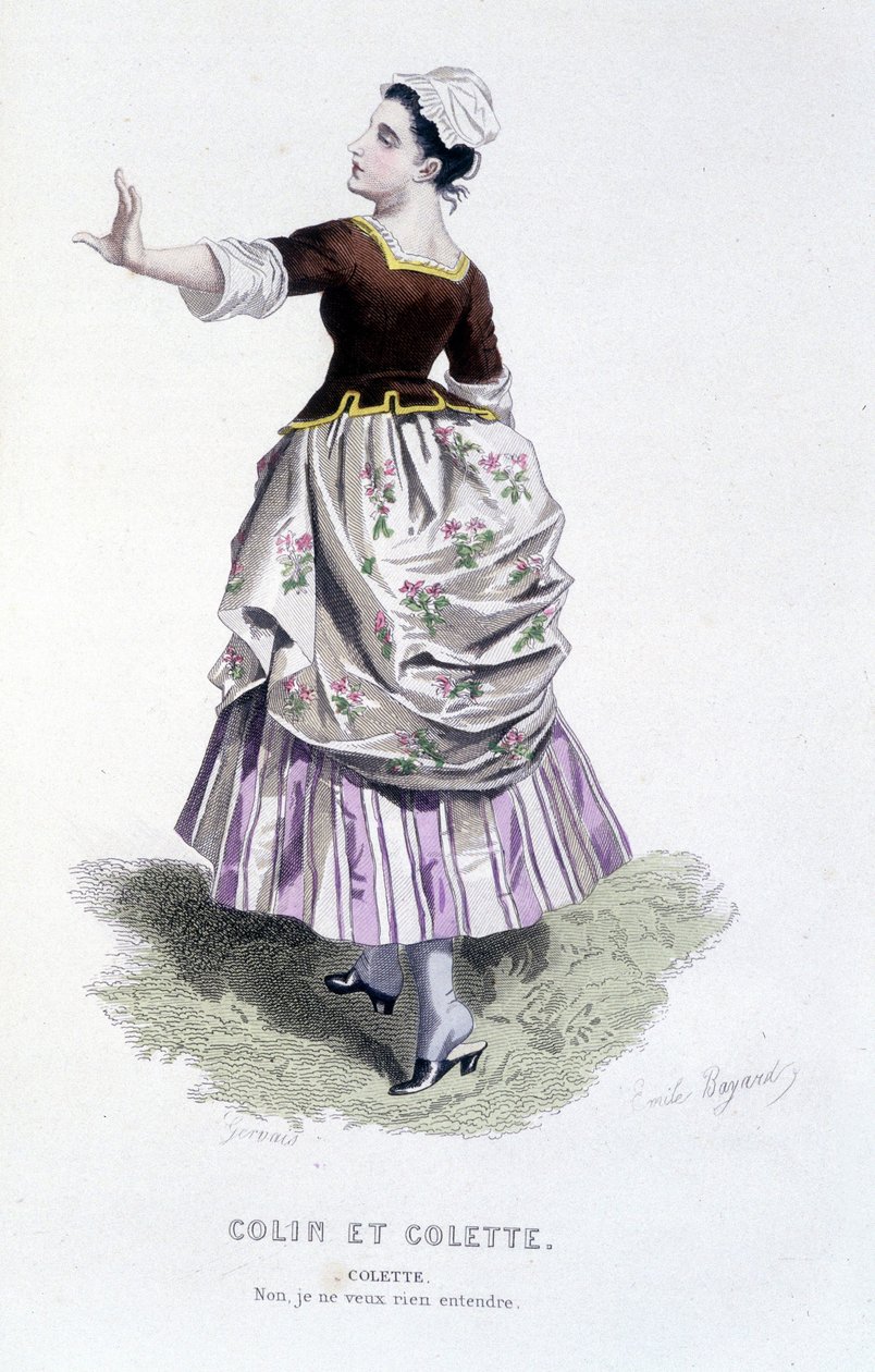 عمل كامل من قبل Beaumarchais (1732-1799) بواسطة Edouard Fournier. رسم اميل بايارد. إد. لابلاس ، سانشيز إت سي ، باريس 1876. هذه هي كوليت في فيلم "Colin and Colette" بواسطة إميل أنطوان بايارد