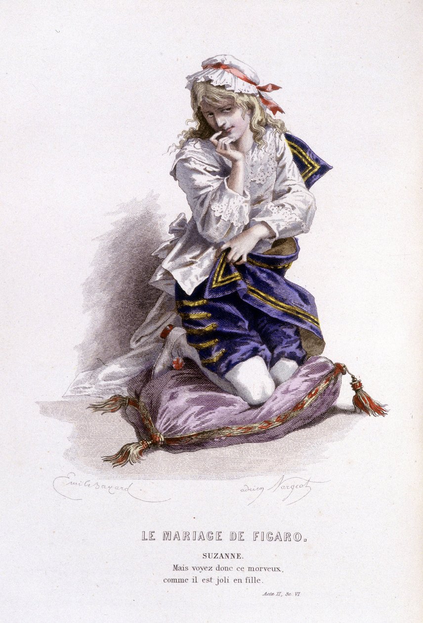 عمل كامل من قبل Beaumarchais (1732-1799) بواسطة Edouard Fournier. رسم اميل بايارد. إد. لابلاس ، سانشيز إت سي ، باريس 1876. هذه سوزان في "عرس فيجارو" بواسطة إميل أنطوان بايارد