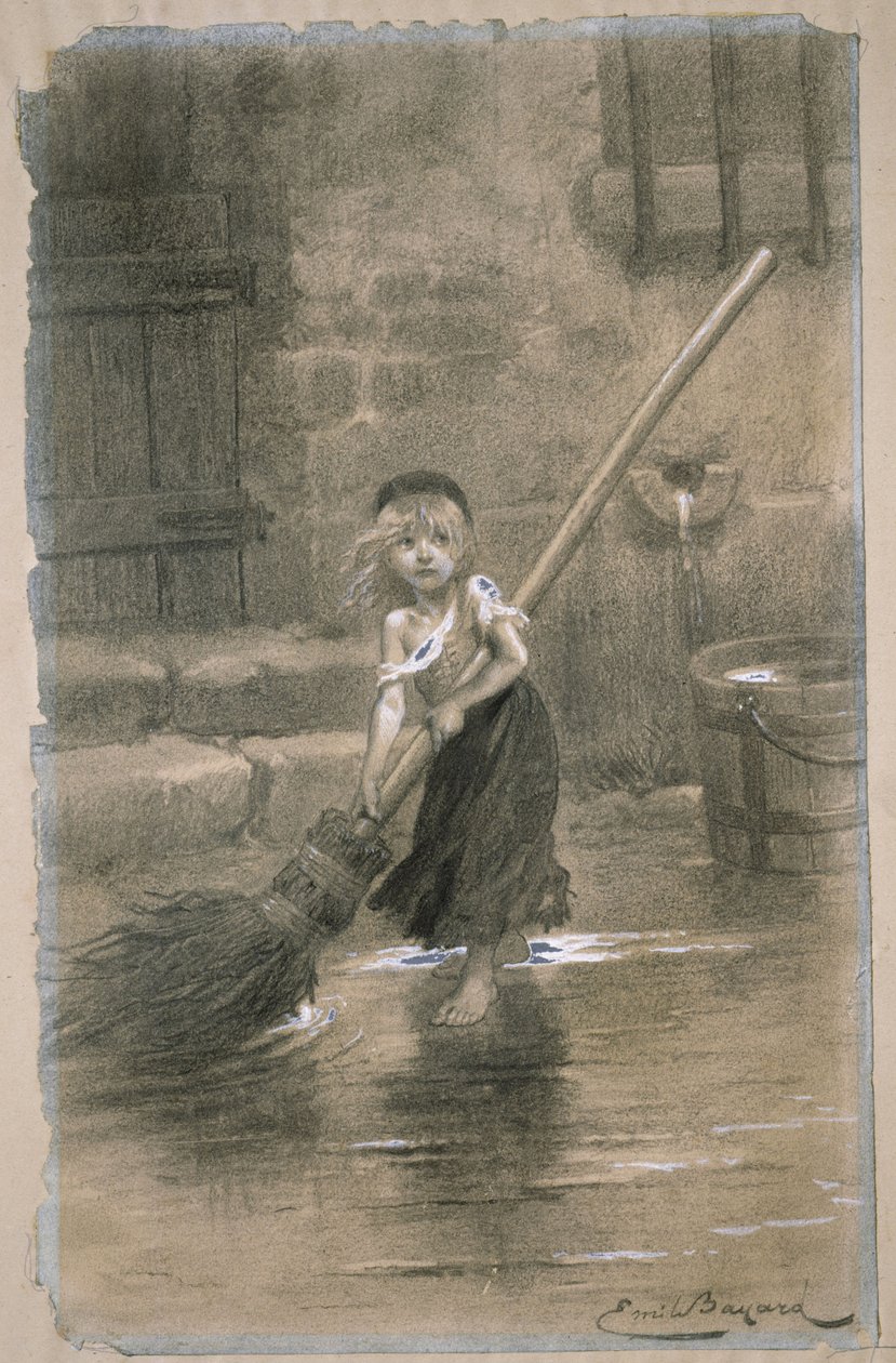 كوزيت. رسم توضيحي من البؤساء من تأليف فيكتور هوغو ، 1862 بواسطة إميل أنطوان بايارد