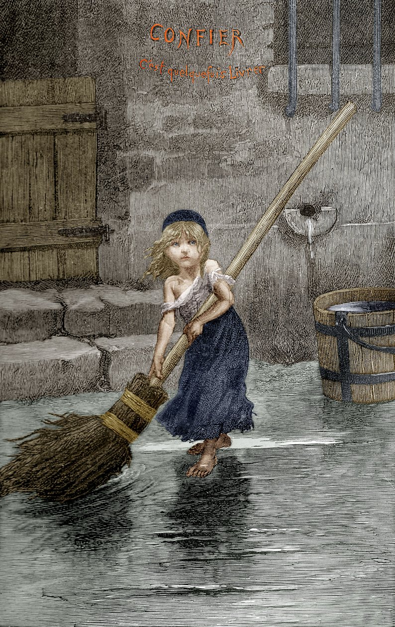 كوزيت ، رسم توضيحي من "البؤساء" بقلم فيكتور هوغو ، 1862 بواسطة إميل أنطوان بايارد
