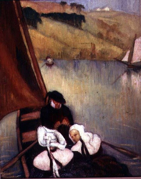 نساء بريتون في قارب العبارة ، حوالي 1900 (زيت على قماش) بواسطة اميل برنارد