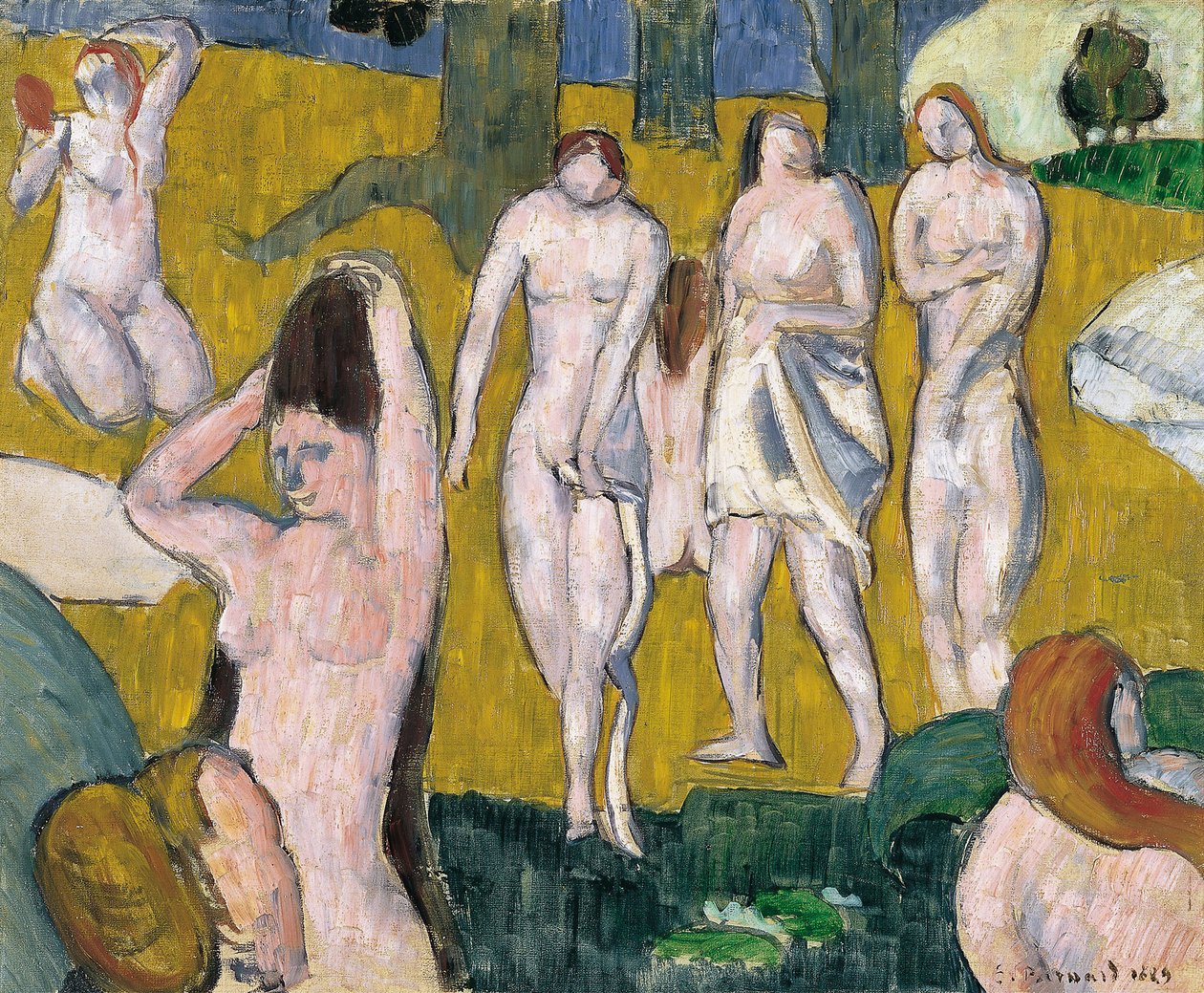 Femmes au bain - نساء تستحم - رسم إميل برنارد (1868-1941) - 1889 - زيت على قماش - 47x57،2 - مجموعات Thyssen-Bornemisza بواسطة اميل برنارد