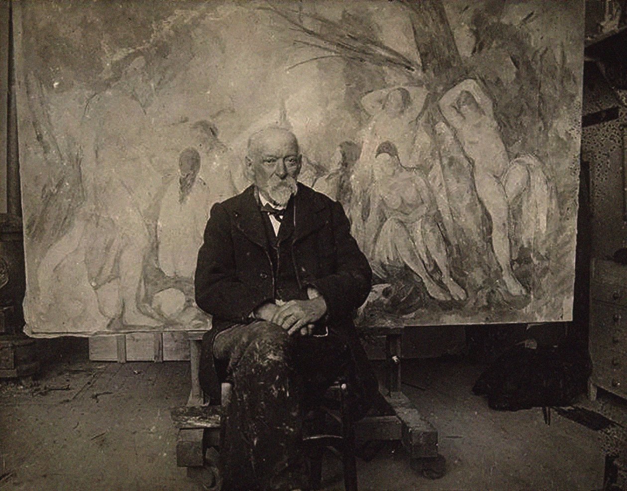 بول سيزان في مرسمه في Les Lauves ، 1904. بواسطة اميل برنارد