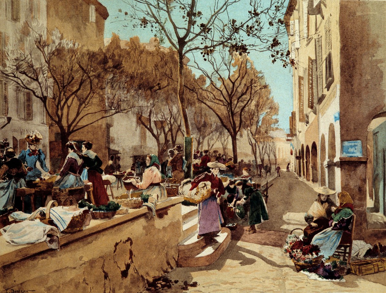 يوم من المشي في بروفانس في القرن التاسع عشر لوحة لإميل تشارلز دامرون (1848-1908) أواخر القرن التاسع عشر باريس ، فنون زخرفية بواسطة إميل تشارلز دامرون