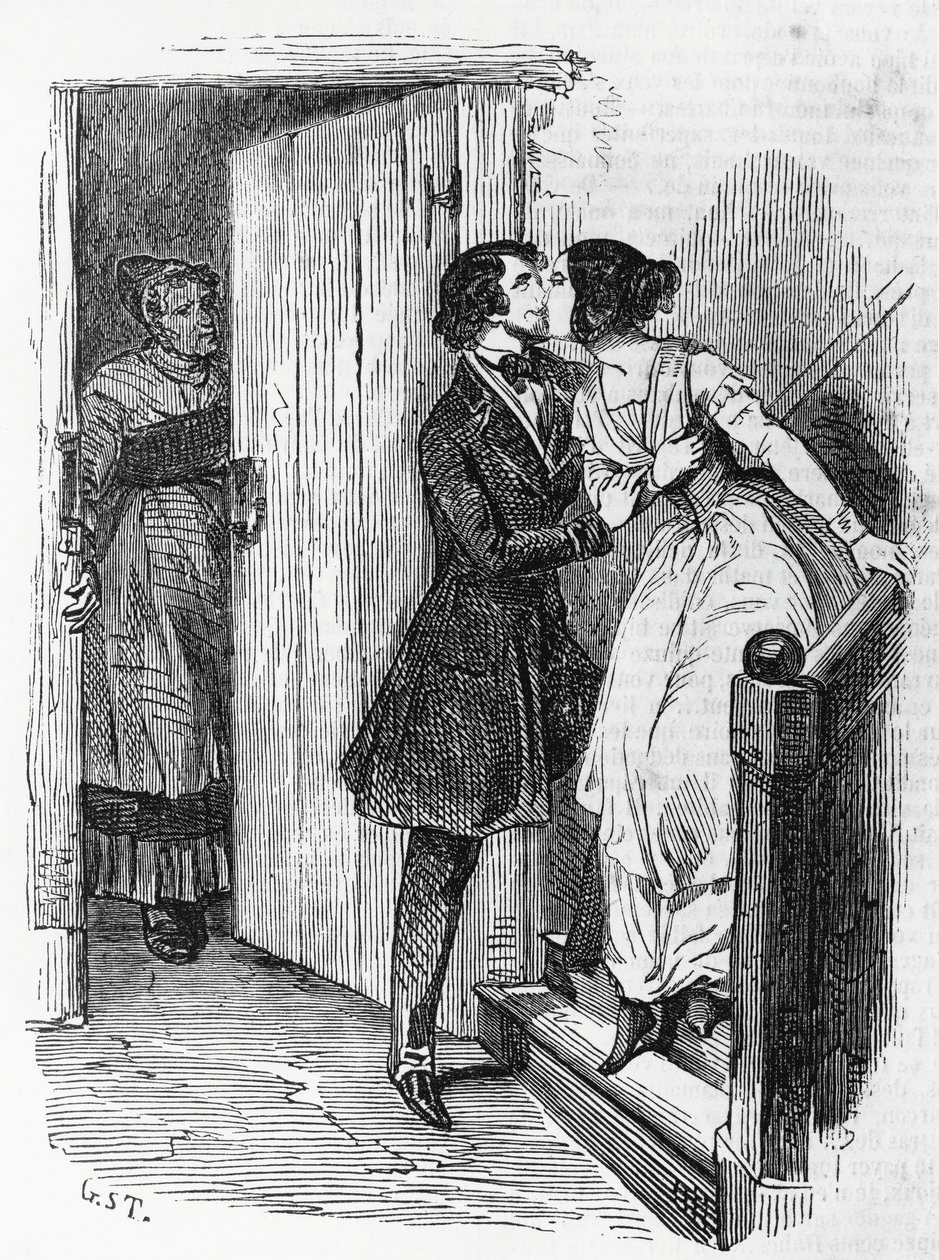 رسم توضيحي لـ Eugenie Grandet ، رواية بقلم Honore de Balzac (1799-1850) من مجموعة متعددة المجلدات بعنوان Human Comedy ، نقش بواسطة Emile Deschamps (1822-1893) بواسطة اميل ديشامب