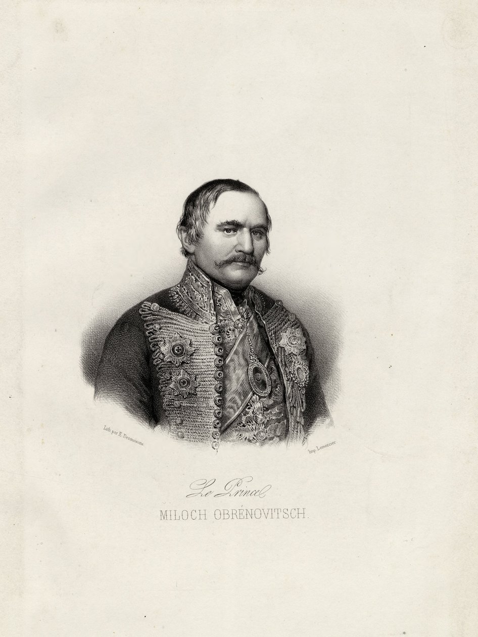 ميلو أوبرينوفيتش الأول 1780-1860 ، أمير صربيا ، c.1838 بواسطة اميل ديمايسونز
