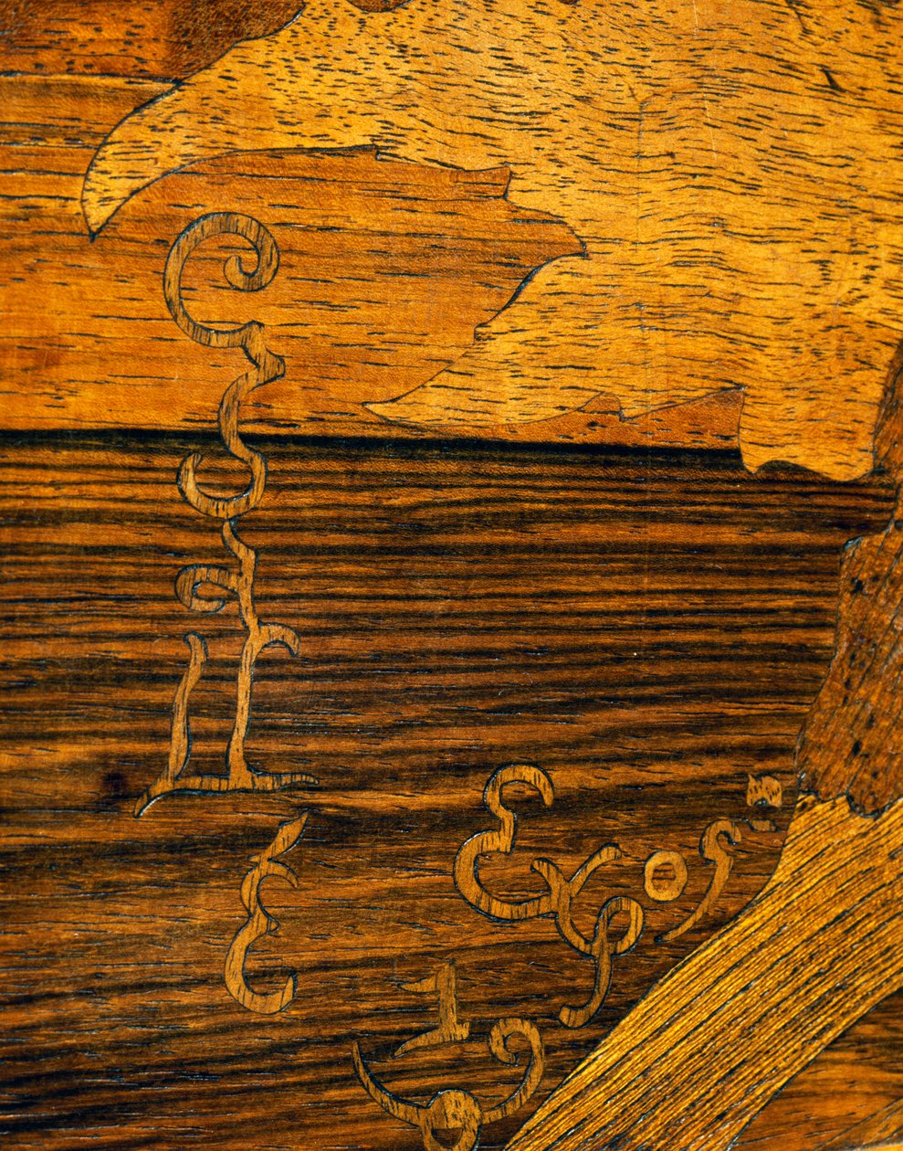 Art Nouveau style coffee table, by Emile Galle (1846-1904), detail with Galle