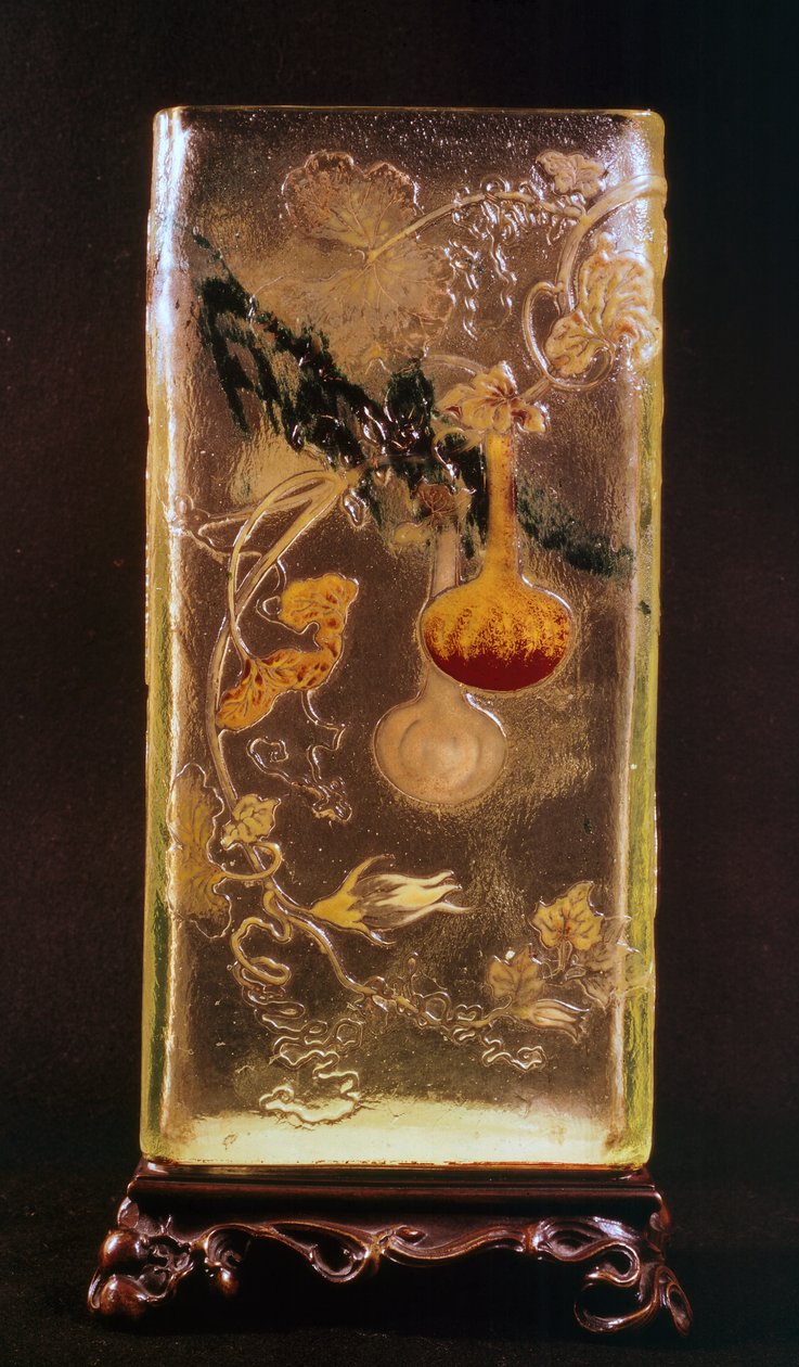 Glass vase with transparent cinesizzanti motifs and relief, by Emile Galle (1846-1904), France بواسطة اميل جالي