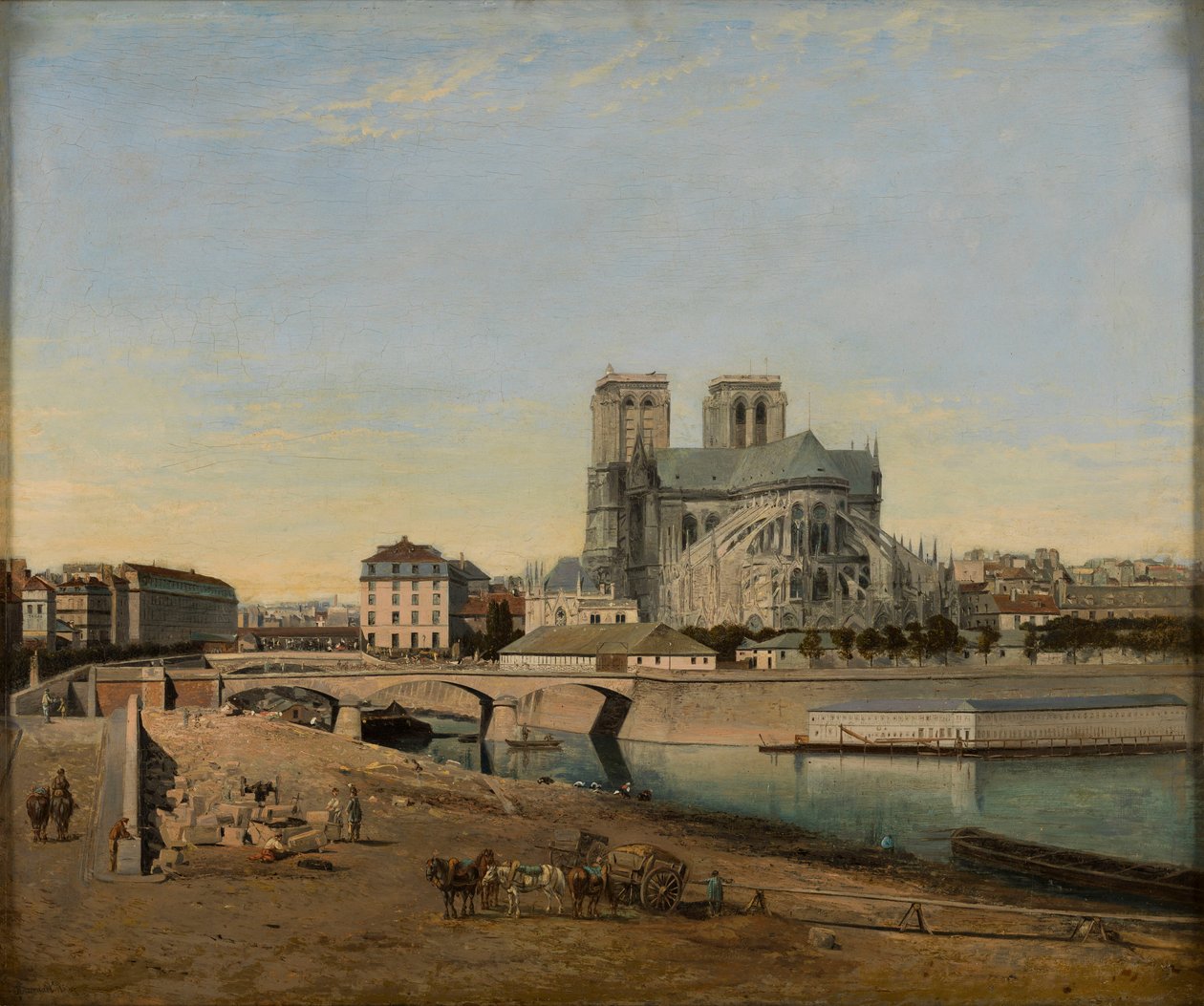 حنية نوتردام ، تُرى من Quai de la Tournelle ، 1860. بواسطة اميل هاروارت