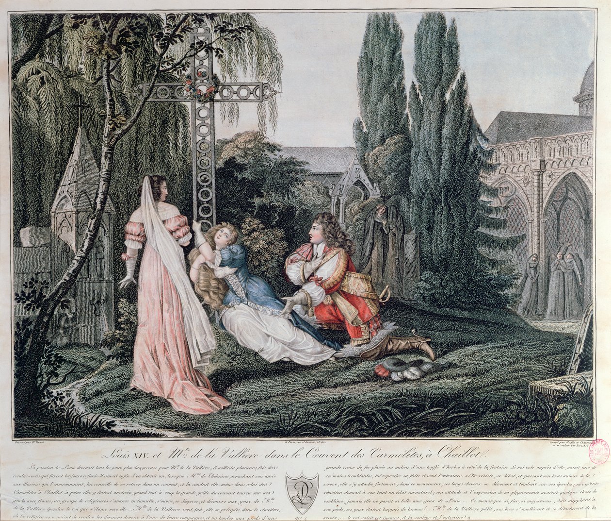 لويس الرابع عشر في ملاحقة لويز دي لا فاليير التي لجأت بعد شجار عام 1662 مع الملك في الدير الكرميلي في تشايلو بواسطة إميل جان هوراس فيرنيه