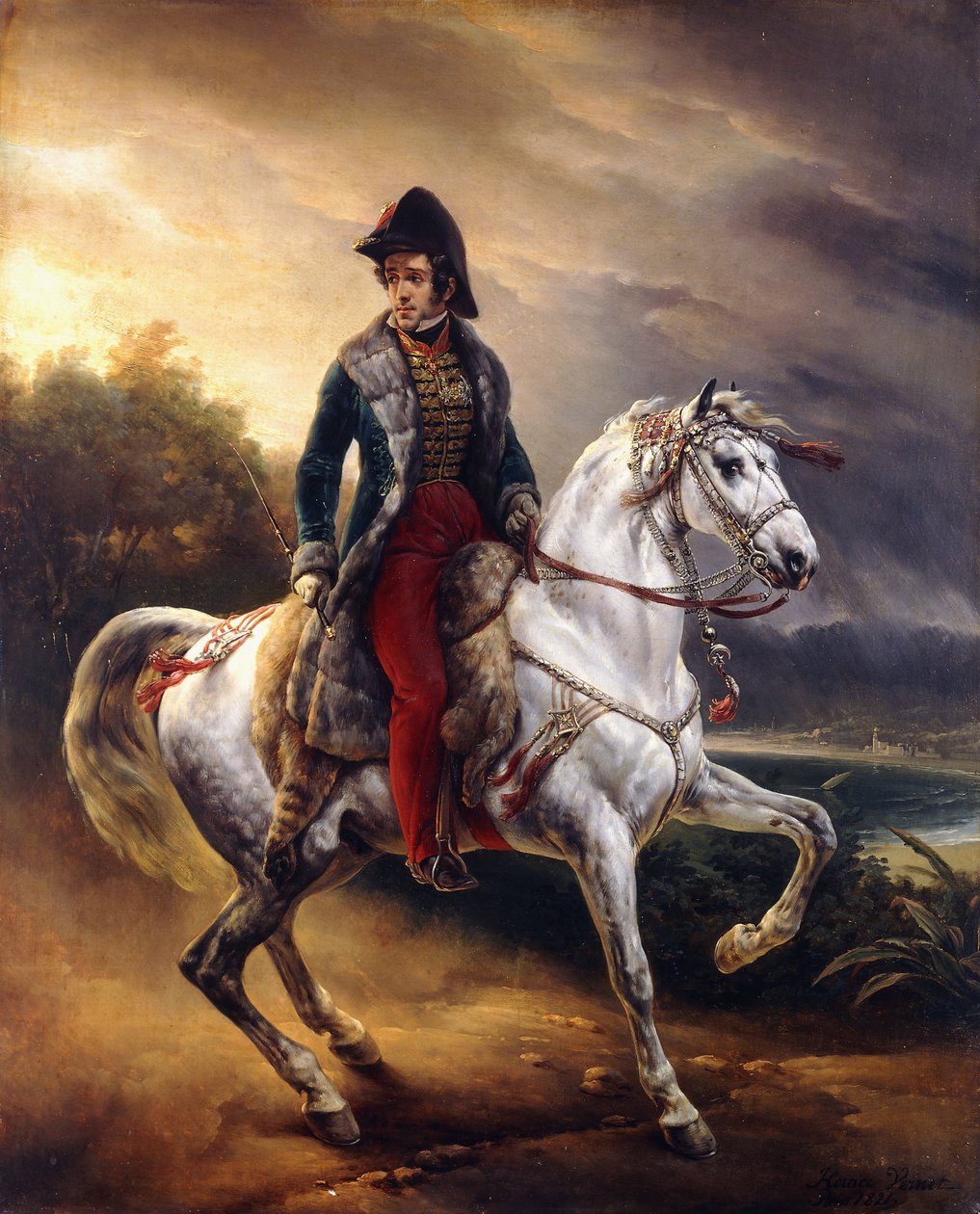 صورة لجوستو ماتشادو إي سالسيدو ، القنصل الإسباني في باريس على ظهور الخيل ، 1821 بواسطة إميل جان هوراس فيرنيه