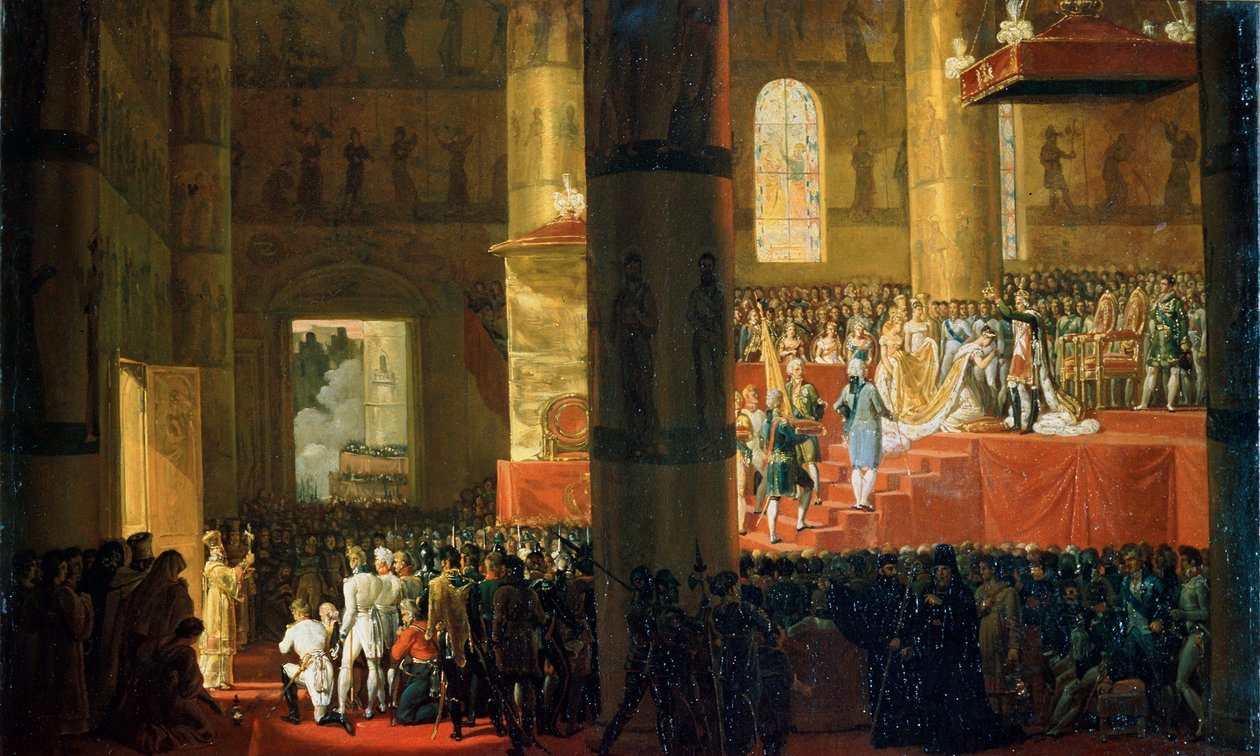 تتويج الإمبراطورة ماريا فيودوروفنا في 5 أبريل 1797 ، القرن التاسع عشر. بواسطة إميل جان هوراس فيرنيه