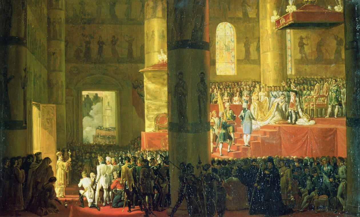 تتويج الإمبراطورة ماريا فيودوروفنا (1759-1828) 1797 (زيت على قماش) بواسطة إميل جان هوراس فيرنيه