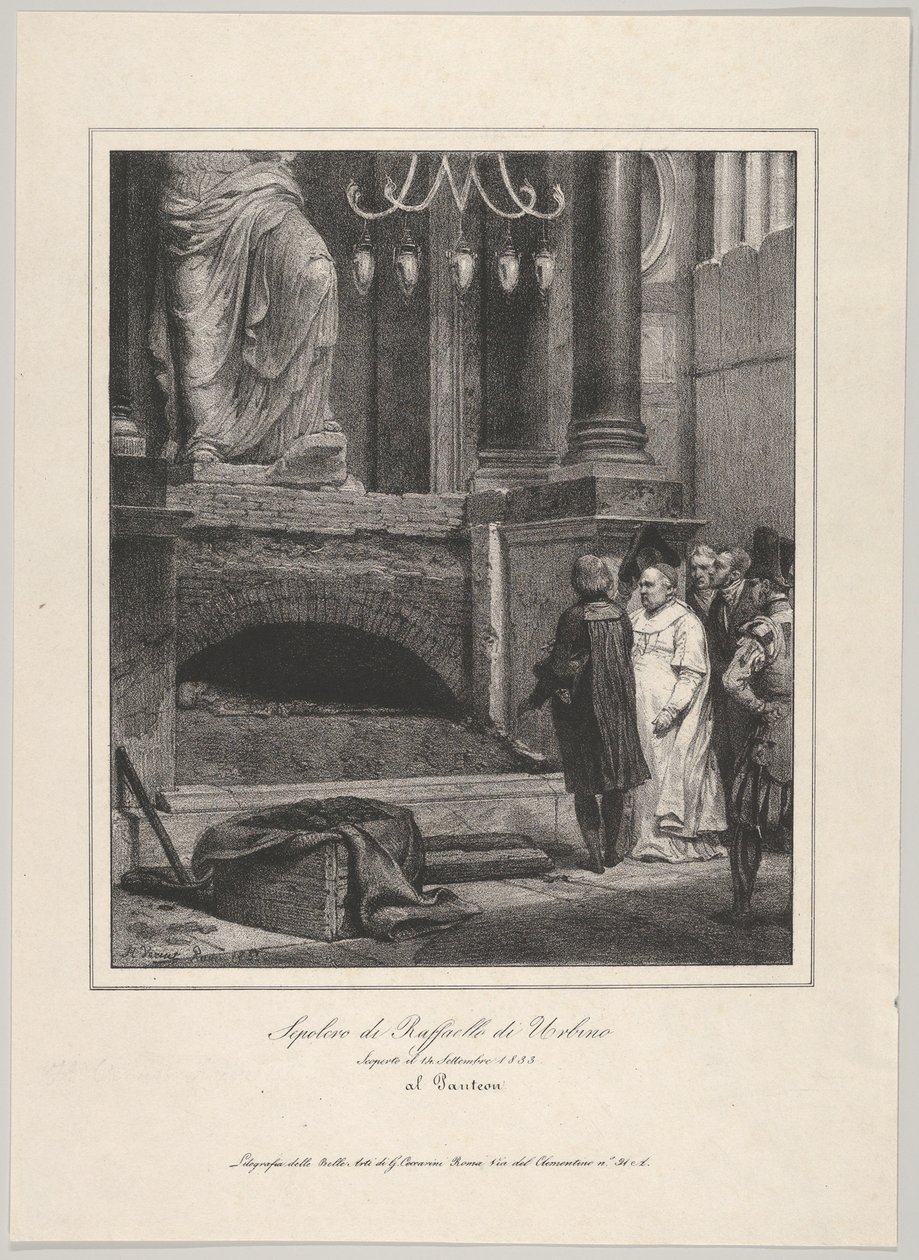 قبر رافائيل ، افتتح 14 سبتمبر 1833 ، بانثيون ، روما ، 1833. بواسطة إميل جان هوراس فيرنيه