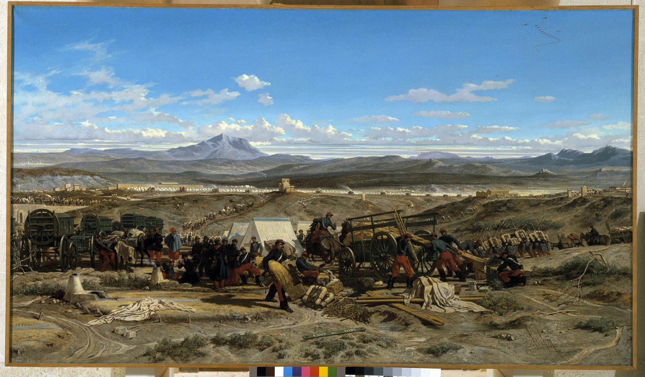 معسكر عند الظهر. لوحة لإميل لوبون (1809-1863). زيت على قماش. متحف جرانيت ، إيكس أون بروفانس بواسطة اميل لوبون