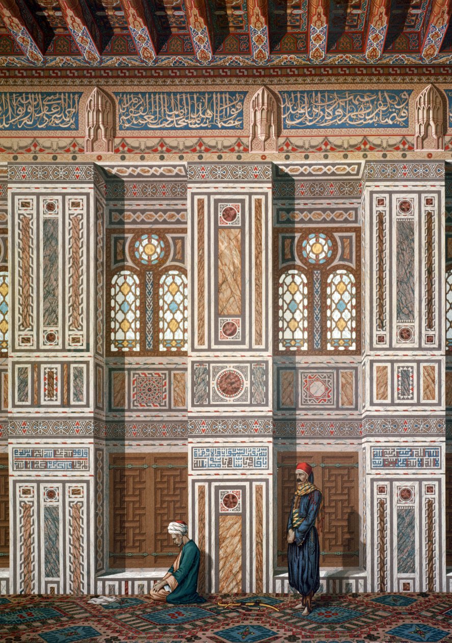 الجزء الداخلي لمسجد خوسن أحمد البوردييني. مطبوعة بالكروموليثوغراف بعد إميل بريسي دي أفينيس بواسطة إميل بريس دافين