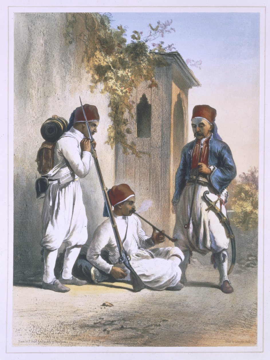 نيزميور ، القوات النظامية للجيش التركي في كانكا ، رسم توضيحي من "وادي النيل" ، منقوش بواسطة حانة مويليرون. بواسطة Lemercier ، 1848 بواسطة إميل بريس دافين