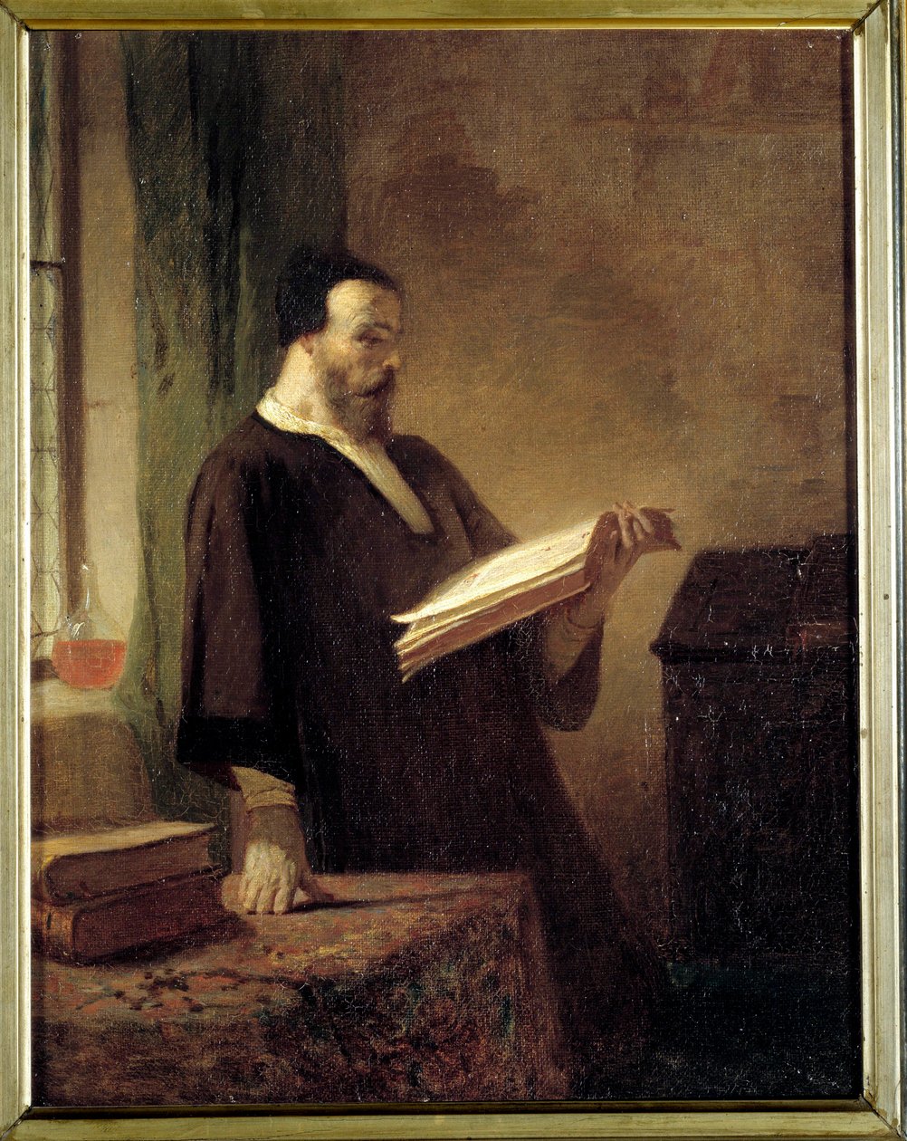 عاشق الكتب رجل يقرأ كتابًا. لوحة لإميل فود (1819-1884) متحف تروا للفنون الجميلة في القرن التاسع عشر بواسطة اميل فوود