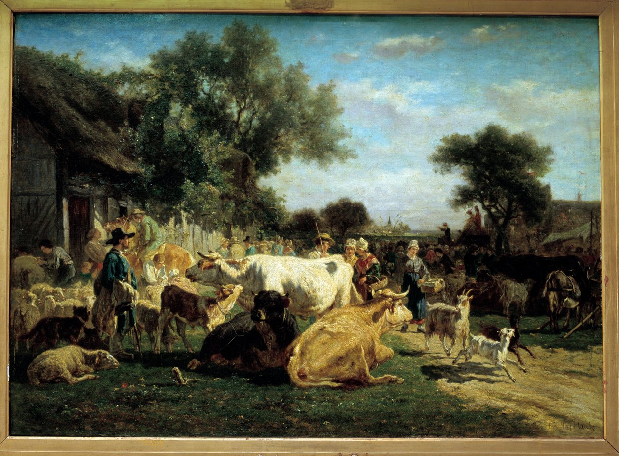 معرض القرية معرض البيتيل. لوحة لإميل فان مارك (1827-1890) من القرن التاسع عشر كليرمون فيران (كليرمون فيران). متحف بارجوين بواسطة Emile van Marcke de Lummen