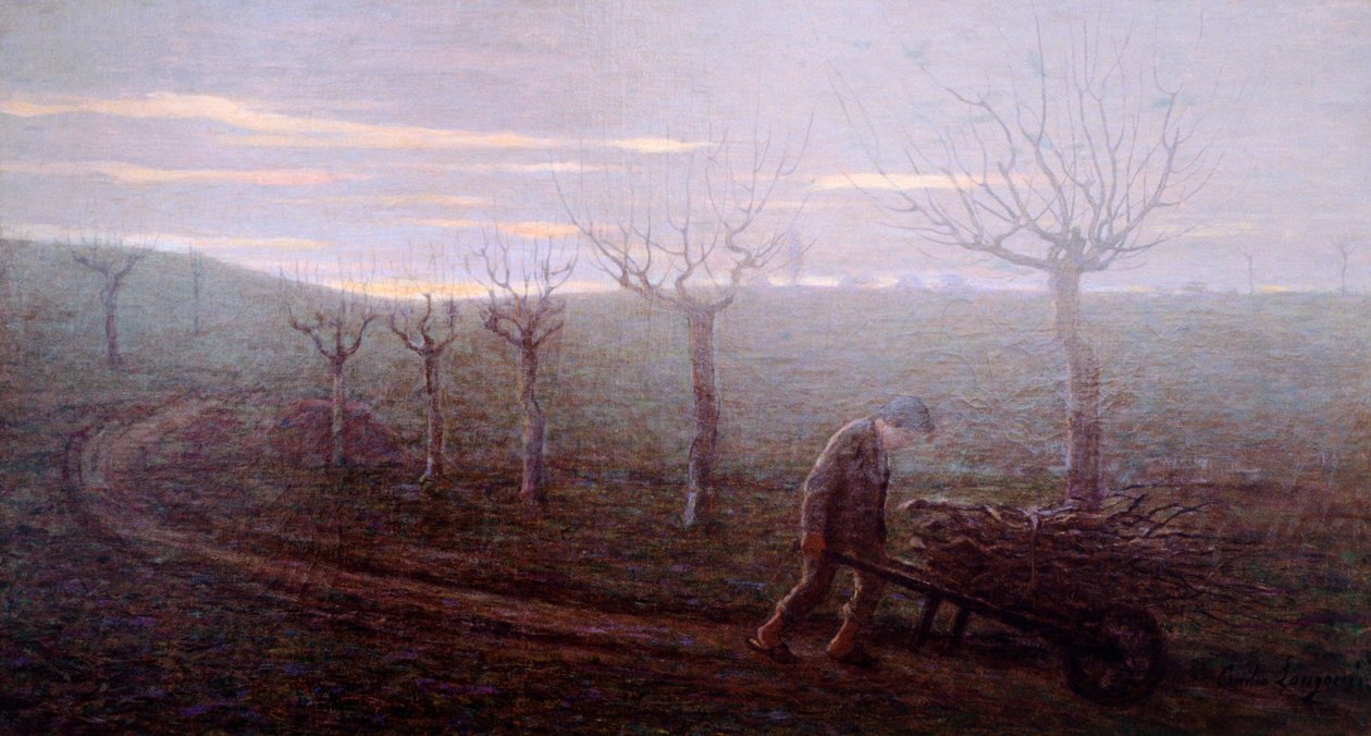 عائدا من الغابة ، إميليو لونغوني (1859-1932) ، زيت على قماش ، 67x120 سم بواسطة إميليو لونجوني