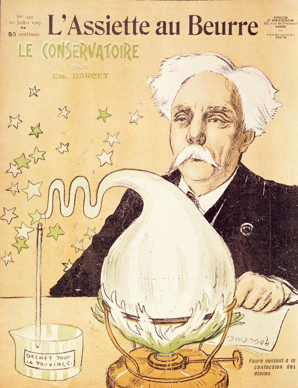 كاريكاتير غابرييل فوري (1845-1924) يصنع النجوم ، من "l&39;Assiette au Beurre" ، 20 يوليو 1907 بواسطة إيمانويل باركيت