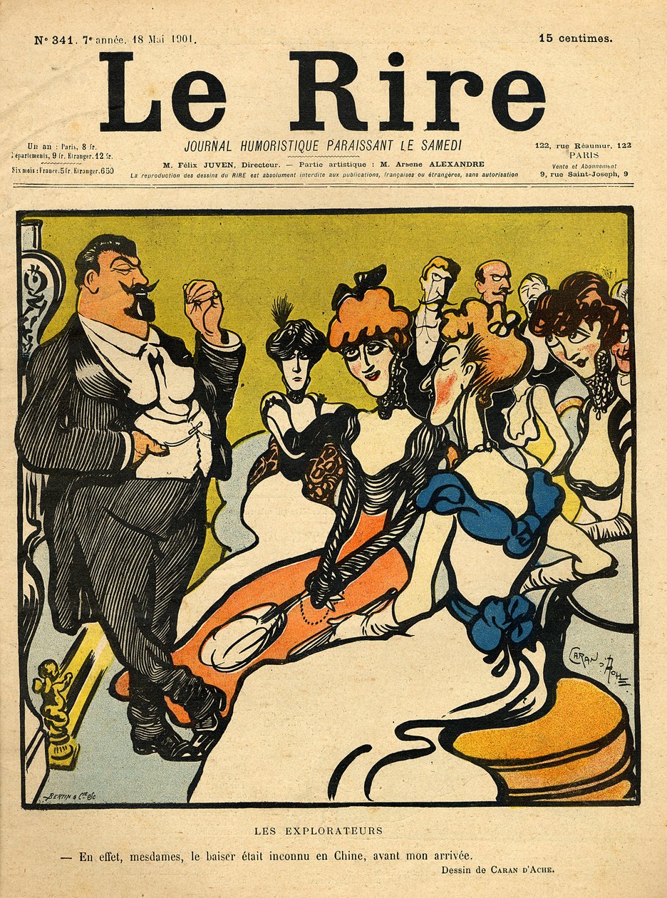 المستكشفون ، من الغلاف الأمامي لـ "Le Rire" ، 18 مايو 1901 بواسطة إيمانويل بوار كاران داش