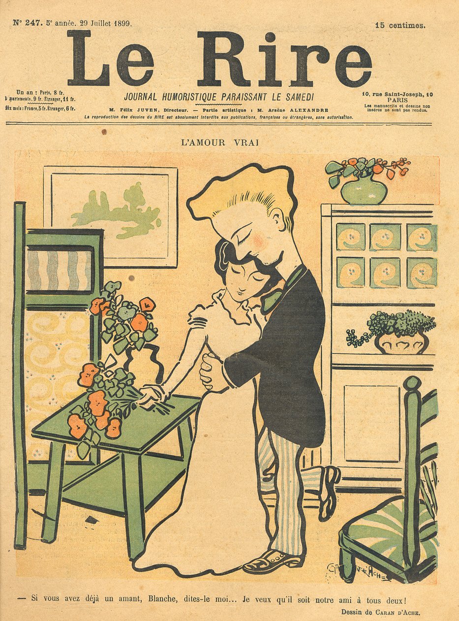 الحب الحقيقي ، من الغلاف الأمامي لـ "Le Rire" ، 29 يوليو 1899 بواسطة إيمانويل بوار كاران داش