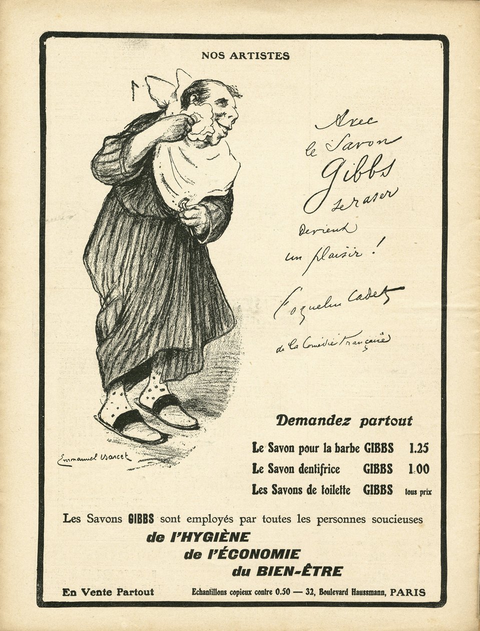 رسم إيضاحي من إيمانويل باركيت (1870-1940) في Le Rire ، 23/01/09 - فنانينا - دعاية الاستصلاح والنظافة - Poppy Cadet بواسطة إيمانويل باركيت