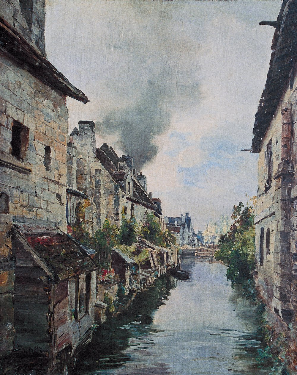 قناة بوليو ، منظر للجسر على الطريق من Loches إلى Beaulieu. 1891 (زيت على قماش) بواسطة إيمانويل لانسير