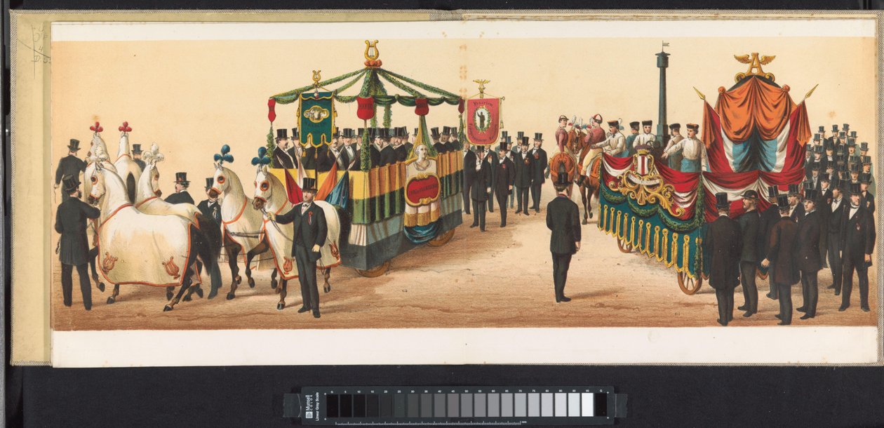 موكب في هارلم ، 1872 (اللوحة 9) موكب أقيم في هارلم ، الأول من أبريل 1872. (عنوان السلسلة على الكائن) بواسطة إمريك وبينجر