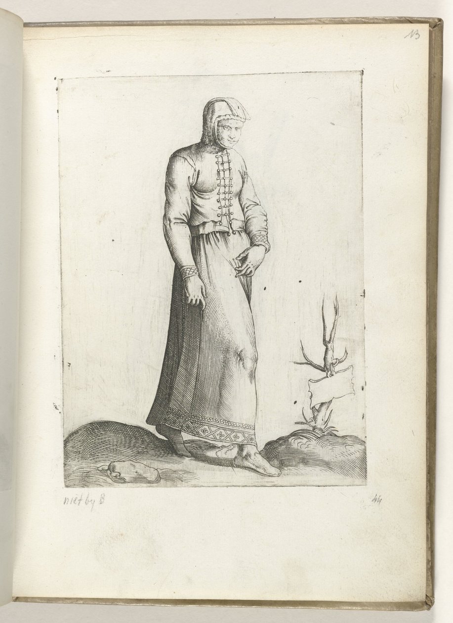 Een vrouw uit Spanje، gekleed volgens de mode van ca. 1550 مواقف الدول المختلفة في عصرنا (عنوان المسلسل) بواسطة Enea Vico