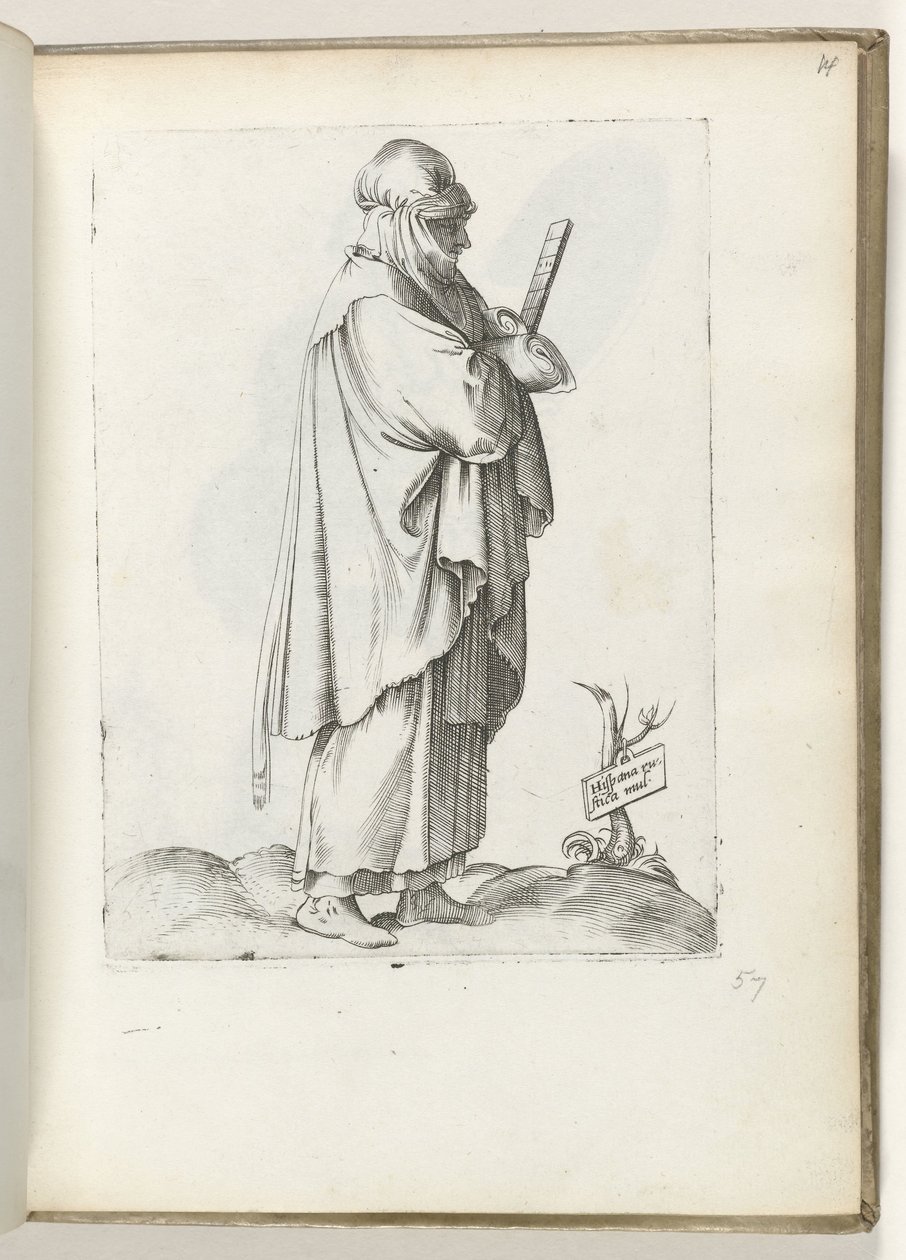امرأة بلد إسباني (العنوان على الكائن) Vrouw naar rechts ، gekleed in Spanse kleding ca. 1550 مواقف الدول المختلفة في عصرنا (عنوان المسلسل) بواسطة Enea Vico